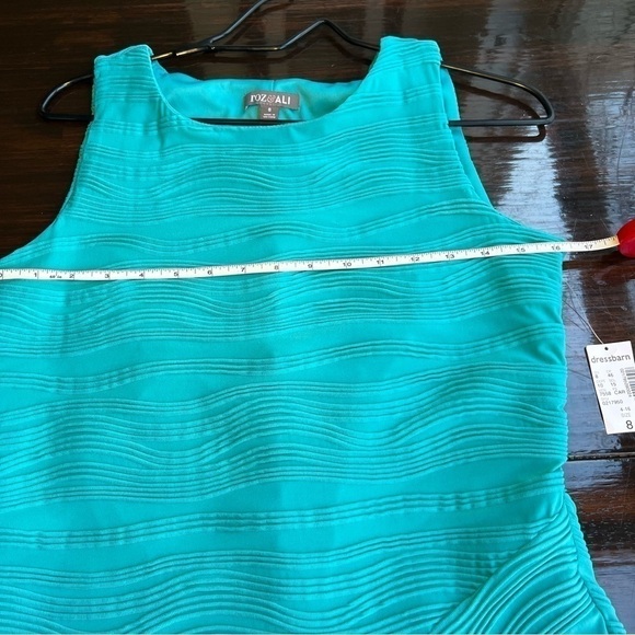Roz & Ali Womens 8 Sleeveless Wavy Aqua Blue Green Bodycon Stretch Dress - Picture 14 of 15
